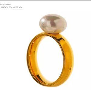 New 18k Gold Pearl Ring 6, 7, 8